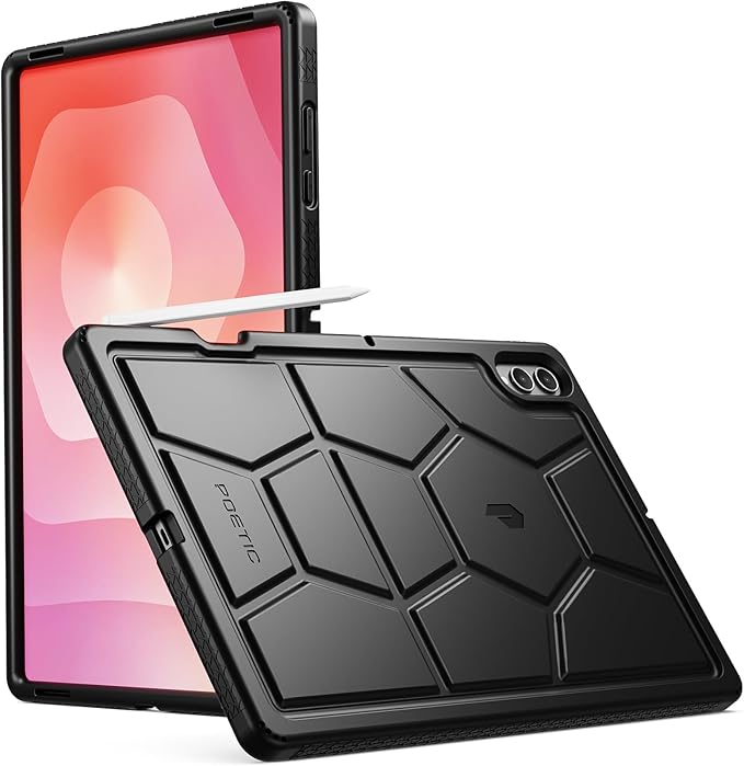 Poetic TurtleSkin Case for Samsung Galaxy Tab S11 Ultra (2025 Release) 14.6 inch Case with S Pen Holder, Heavy Duty Shockproof Kids Friendly Protective Silicone Cover, Black