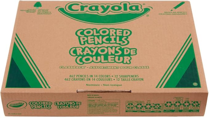 Crayola Colored Pencil Classpack (462ct), Bulk Colored Pencils, 14 Assorted Colors, School Supplies for Teachers, Ages 3+