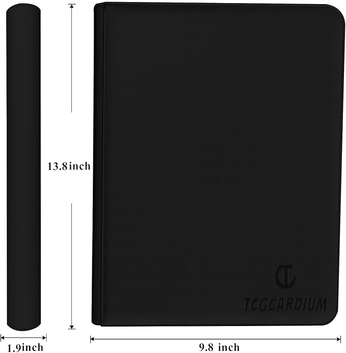 360 Card Binder - Premium Zippered 9-Pocket Trading Card Binder Side-Loading Pages for Ultimate Protection | Holds TCG, MTG, Sports Cards (Black)
