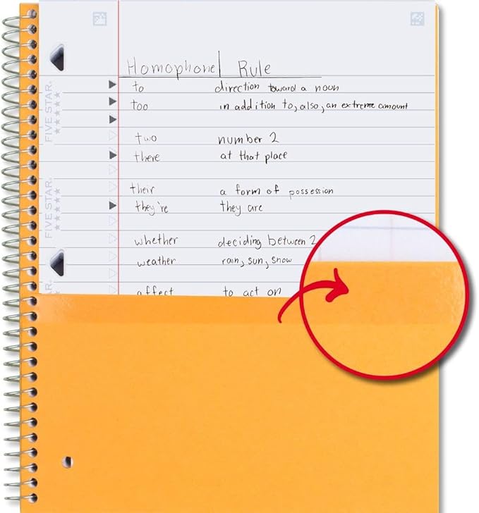 Five Star Spiral Notebook + Study App,1 Subject,Wide Ruled Paper,8" x 10-1/2",100 Sheets,Fights Ink Bleed,Water Resistant Cover,Tidewater Blue (72875),(Pack of 6)