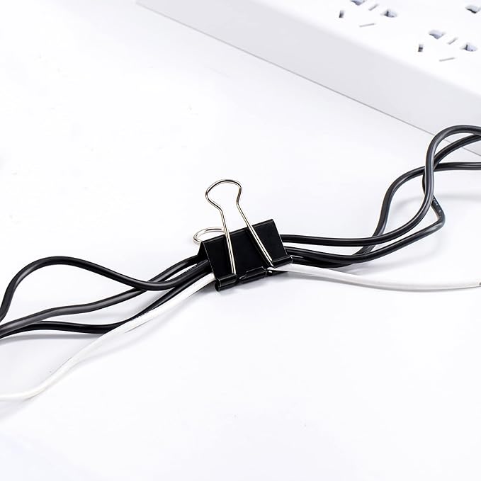 Amazon Basics Sturdy Binder Clips, Office Supplies, Small 0.75 in, Document Organizing, School Supplies, Black, 144 Count