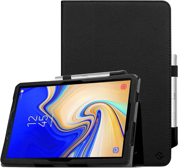 Fintie Folio Case for Samsung Galaxy Tab S4 10.5 2018 Model SM-T830/T835/T837, [Corner Protection] Premium Vegan Leather Stand Cover with S Pen Protective Holder Auto Sleep/Wake, Black