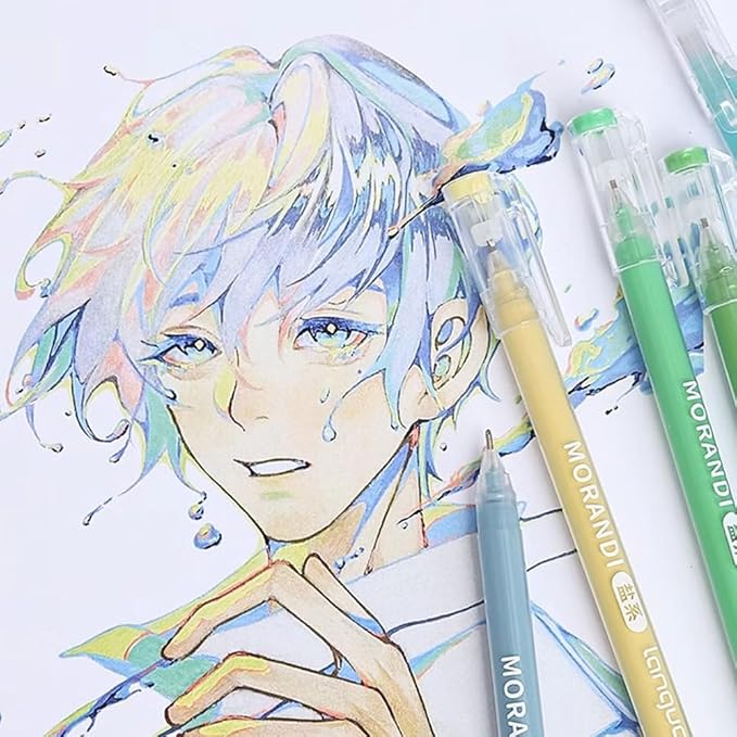 Gel Pens with Fine Point 0.6mm, 9 Colors Drawing Pencils for Adult Coloring Books Smooth Writing Pen Set for Journaling(Highlight Pastel)