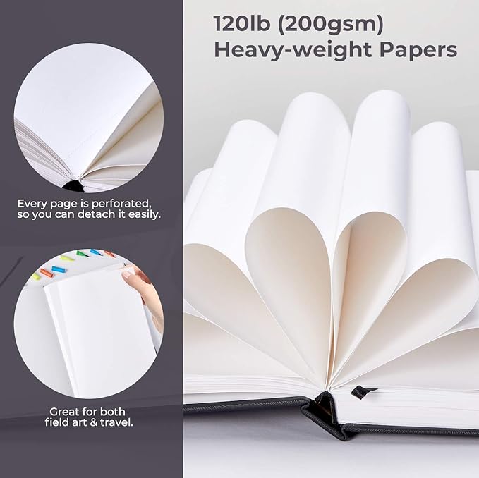 Ohuhu Sketchbook Marker Paper Pad: 8.3"x11.7" Large Art Sketch Book Drawing Papers 78 Sheets/156 Pages 120 lb/200 gsm Hardcover Sketching Books for Alcohol Markers Sketchpad Christmas Gift
