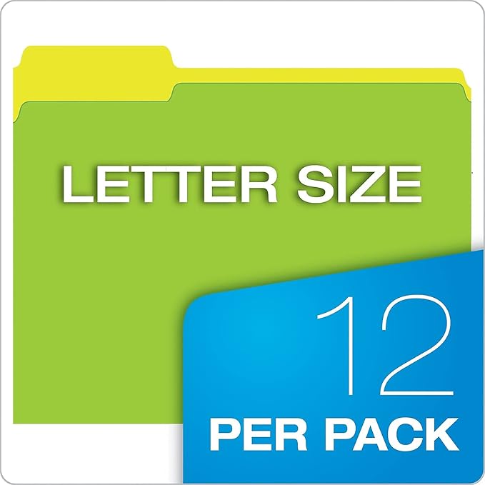 Pendaflex Glow Twisted Twin File Folders; Assorted, 1/3 Cut, 12/Pack