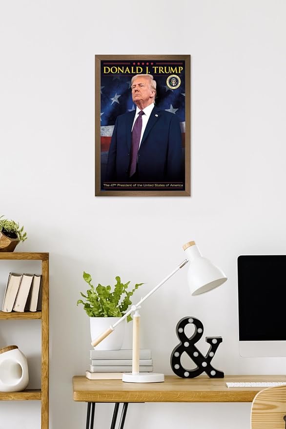 President Donald Trump - 47th President Wall Poster, 22.4L" x 14.7W", Bronze Framed Version