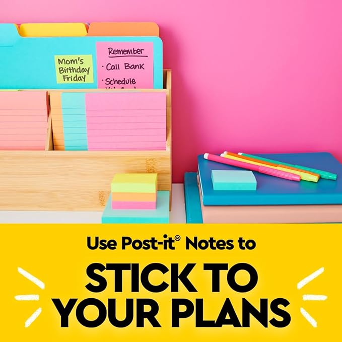 Post-it Mini Notes, 1 3/8 in. x 1 7/8 in., 4 Sticky Notes Pads, 50 Sheets per Pad, Poptimistic Collection, New Year Organization or Second Semester School Supplies