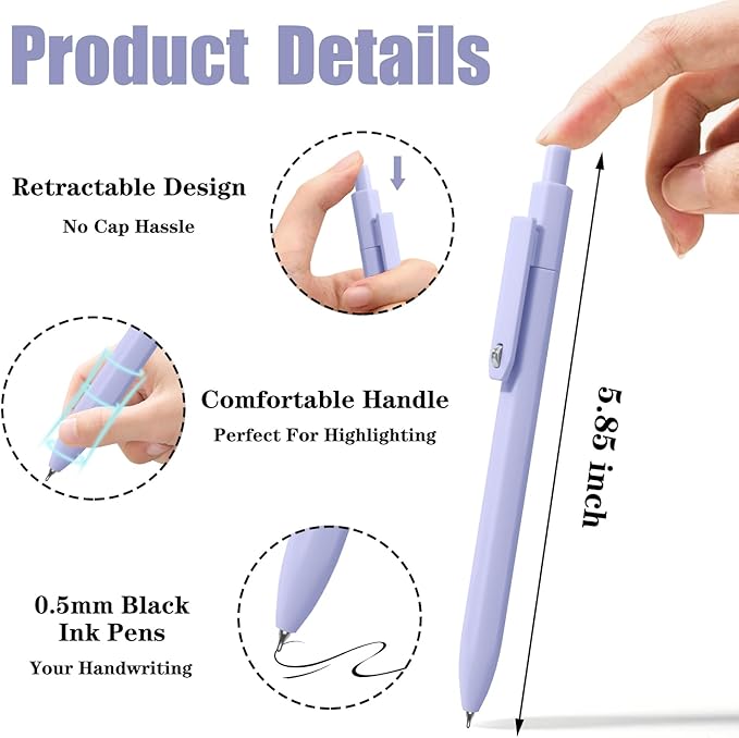 Gel Pens, 0.5mm Quick Dry Black Ink Fine Point Smooth Writing Pens for Office School Supplies Stocking Stuffers for Women Girls Nurse Teacher