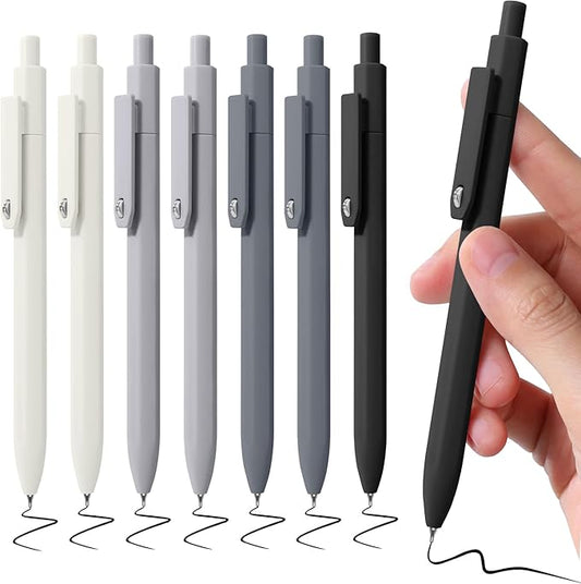 Black Gel Pens, 8Pcs Fine Point Black Ink Smooth Writing Pens for Journaling, Nurse Aesthetic Cute Office School Supplies, Gifts for Women and Men(8Pcs Black White Grey-Black Ink)