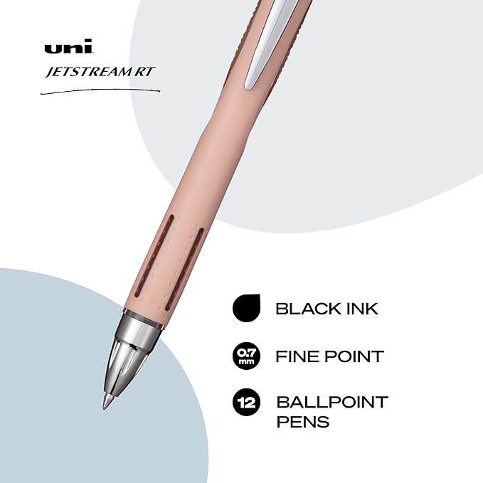 uni-ball Jetstream RT Pens - NY Times Wirecutter Best Pen for Over a Decade - Pack of 12 Black Fine Point Pens, 0.7mm - Back to School