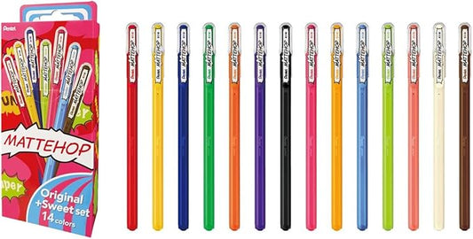 Pentel Matte Hop Original + Sweet Color Ballpoint Pen, 14 Colors K110-V14ST