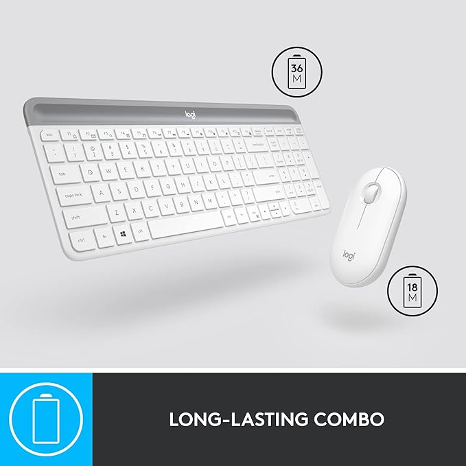 Logitech MK470 Ultra Slim Minimalist Wireless Keyboard Mouse Combo Off White