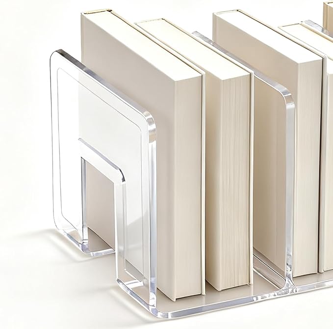 4 Pack Acrylic File Sorter, 4-Section Clear Desktop File Folder Holder Organizer, Thick Office Storage Stand Rack for Book, Envelopes, Mail, Document, Notebook, Binder, Purse, Clutch Divider