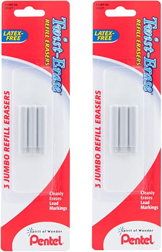 Pentel Refill Eraser for Pentel Twist-Erase Series Pencils, 6 Count