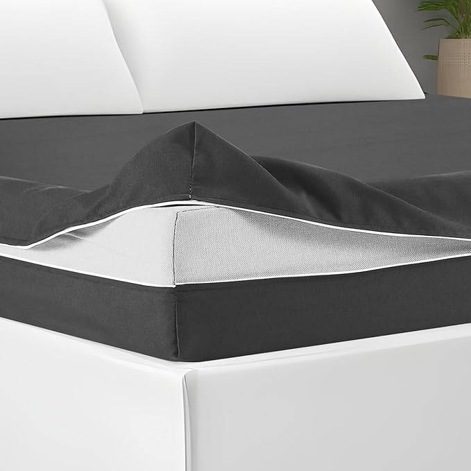 Zippered Mattress Fitted Protector Deep Mattress Encasement Soft Zipper Fitted Sheet Microfiber Bed Sheet Cover for Bed(Dark Gray,Twin,12-16in)