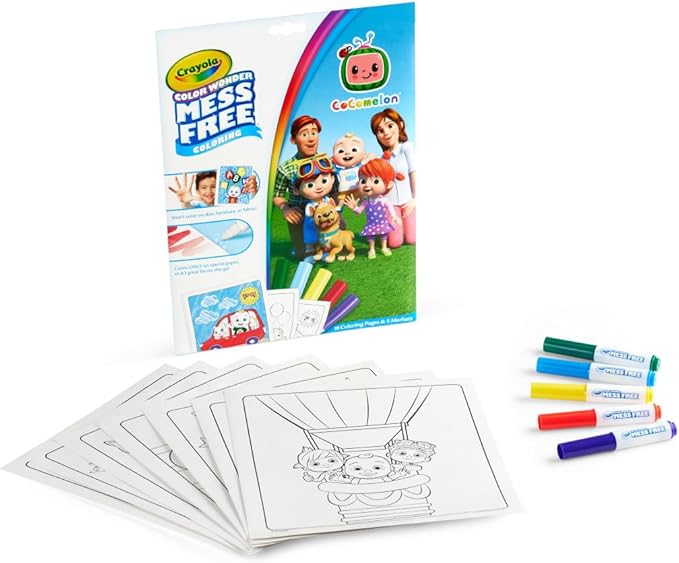Crayola Cocomelon Color Wonder Coloring Set, Cocomelon Coloring Pages, Mess Free Coloring for Toddlers, Travel Activity, Gift for Kids