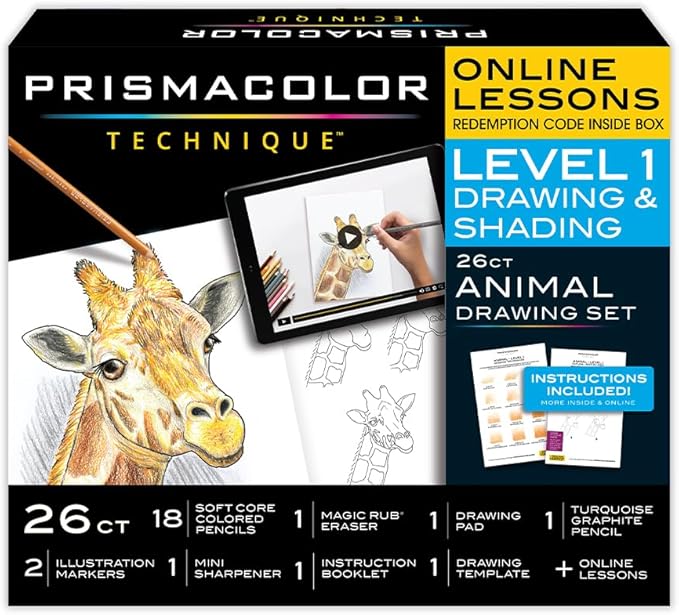 Prismacolor Technique Art Supplies with Digital Art Lessons Animal Drawings Set Level 1 How to Draw Animals with Colored Pencils Graphite Pencils and More Fox Drawing Lesson 26 Count