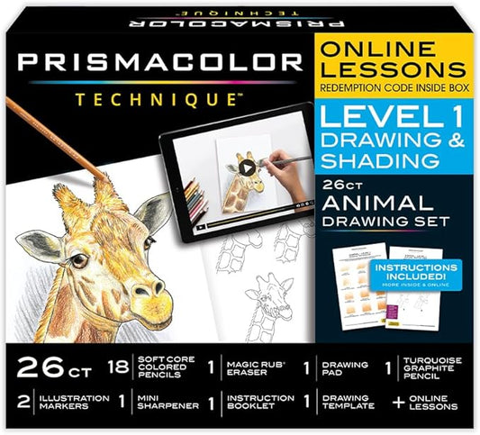 Prismacolor Technique Art Supplies with Digital Art Lessons Animal Drawings Set Level 1 How to Draw Animals with Colored Pencils Graphite Pencils and More Fox Drawing Lesson 26 Count