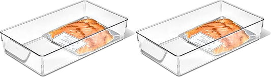 OXO Good Grips Fridge Organization Bin 8 in x 14 in - for Cheese, Meat, Fish and More (Pack of 2)