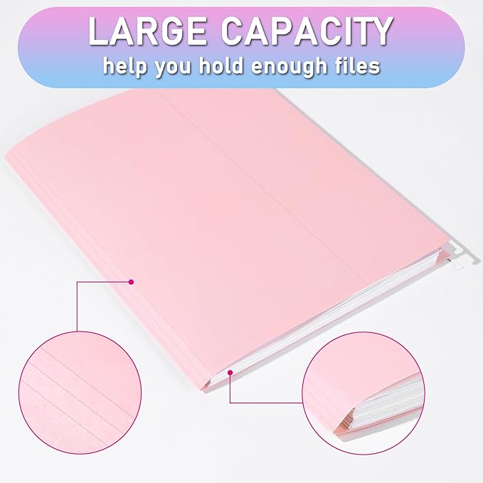 50pcs Hanging File Folders,Decorative Hanging Folder,Letter Size with 1/5-Cut Adjustable Tab Durable 10 Color Assorted for Filing Cabinet Drawer Desk Office Home