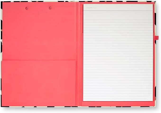Kate Spade New York Leopard Print A4 Clipboard Folio with Low Profile Clip, Professional Padfolio Includes Lined Notepad, Pen Loop, and Pocket, Forest Feline