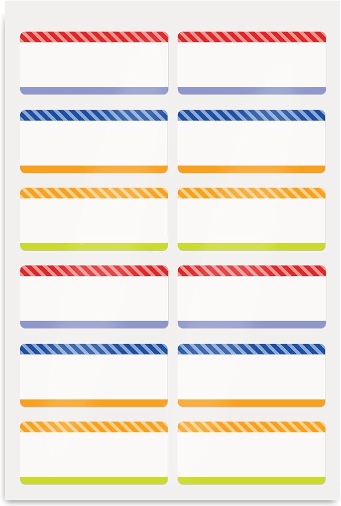 Avery No-Iron Fabric Name Labels, Playful Stripes Preprinted Designs, Handwrite-Only, 2-Pack, 48 Preprinted Labels (21959)