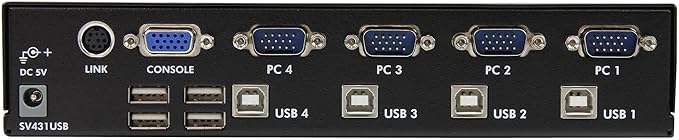StarTech.com 4 Port Professional VGA USB KVM Switch with Hub - 1U Rack-mountable KVM Switch , TAA (SV431USB)
