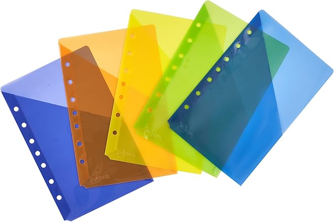 Avery Mini Binder Pockets for 3 Ring Binders and 7 Ring Binders, Assorted Colors, for 5.5" x 8.5" Documents, Acid-Free and Archival-Safe, 15 Binder Folders Total (3-Pack of 24467)