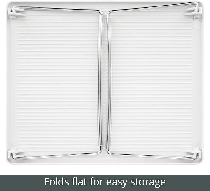 mDesign Metal Stacking Storage Organization for Shelves Inside Closet in Bedroom, Bathroom, Hall, or Entryway - Organizer Stand for Clothing, Linen, Household Items, Ligne Collection, 2 Pack, White
