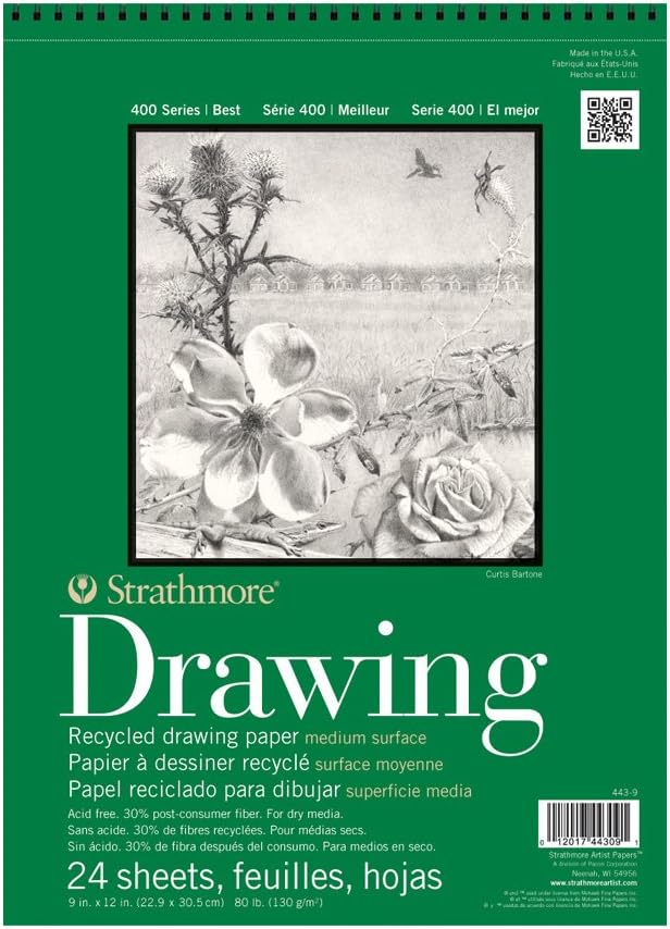 Strathmore 400 Series Recycled Drawing Pad, Medium Surface, 14"x17" Wire Bound, 24 Sheets