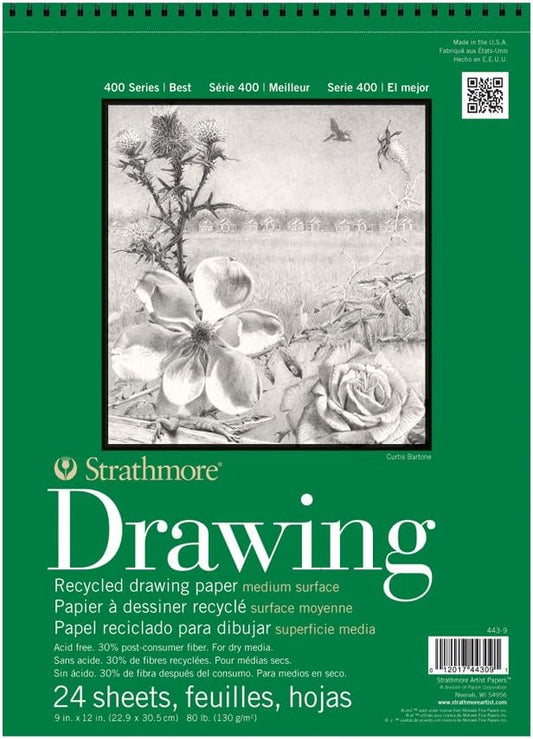 Strathmore 400 Series Recycled Drawing Pad, Medium Surface, 14"x17" Wire Bound, 24 Sheets