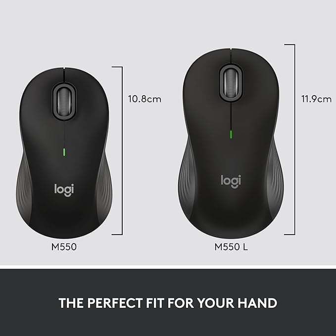 Logitech Signature M550 Wireless Mouse - for Small to Medium Sized Hands, 2-Year Battery, Silent Clicks, Bluetooth, Multi-Device Compatibility - Black
