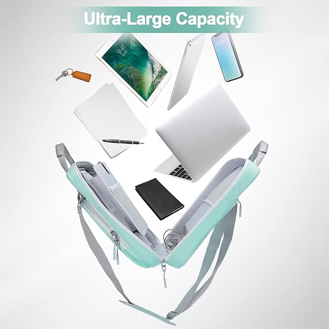 3 Ring Zipper Binder 2 Inch with Shoulder Strap 500 Sheet Capacity & Multi-Pockets for School and Office Binder Organizer, Compatible with 13-Inch MacBook/Tablet (Patent Design Light Blue)