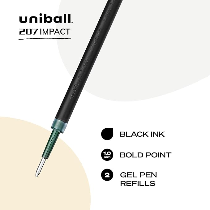 uniball Refill For Gel Impact Gel Pens, Bold Conical Tip, Black Ink, 2/pack , Packaging may vary
