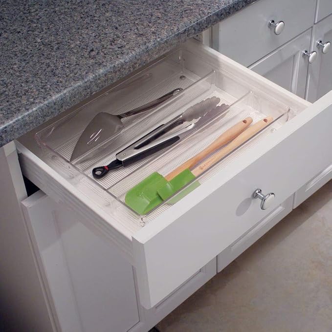 Interdesign Drawer Organizer Clear Linus 3" X 9" X 2" Clear Plastic With Ribbed Bottom