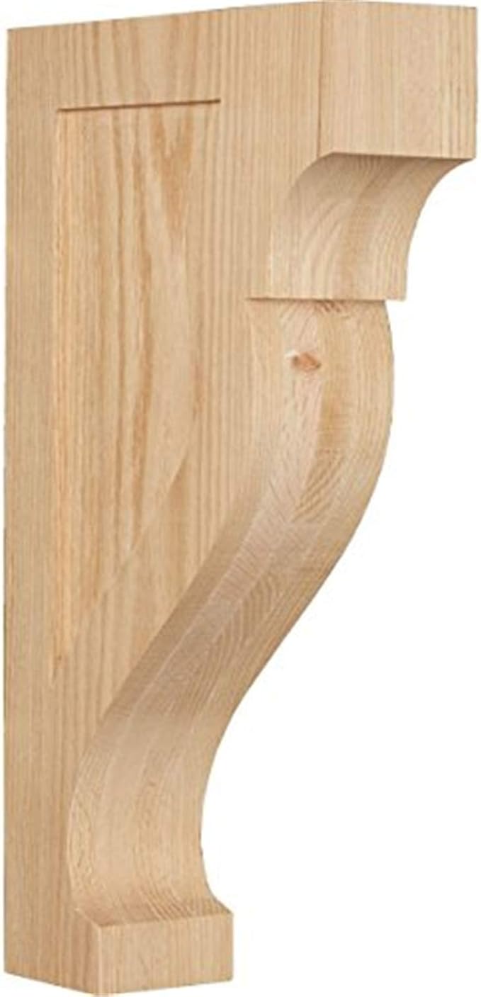 Ekena Millwork CORW03X10X18RKRO Extra Large Rockport Wood Corbels, 3 1/8"W x 10"D x 18"H, Red Oak