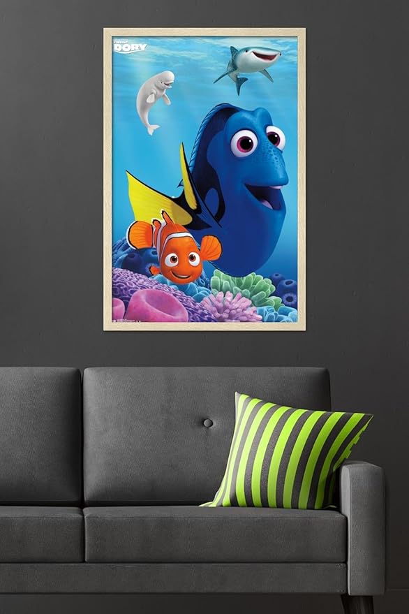 Trends International Disney Pixar Finding Dory - Dory Wall Poster, 34L x 22.4W, Blonde Framed Version