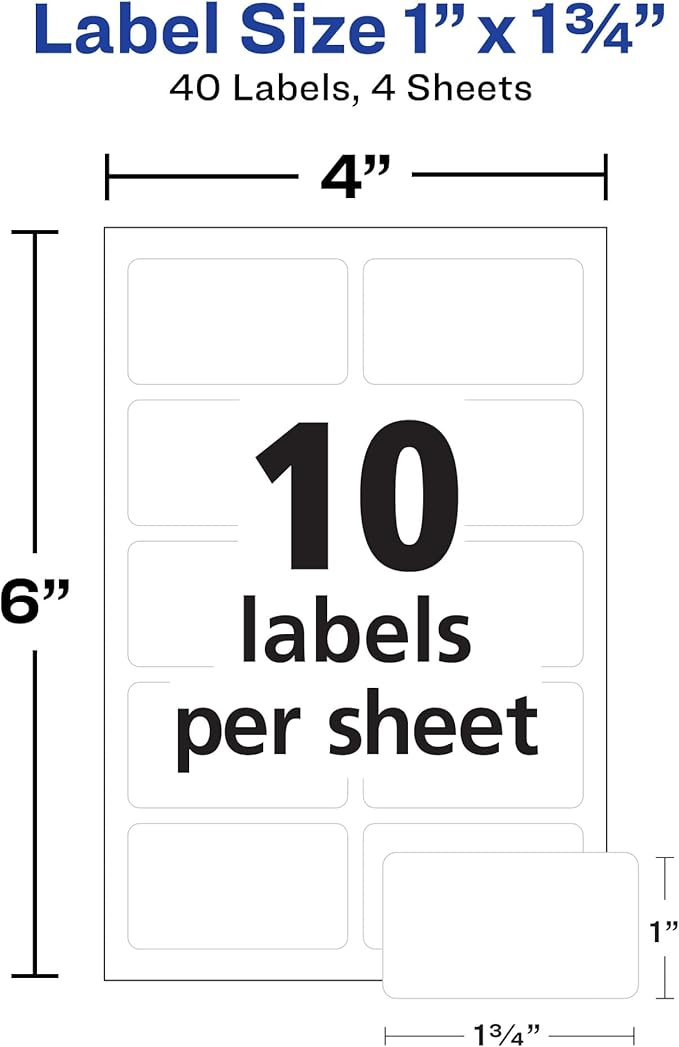 Avery No-Iron Fabric Labels, 1" x 1-3/4", Washer and Dryer-Safe Waterproof Labels, Non-Printable, 40 Total (40722)