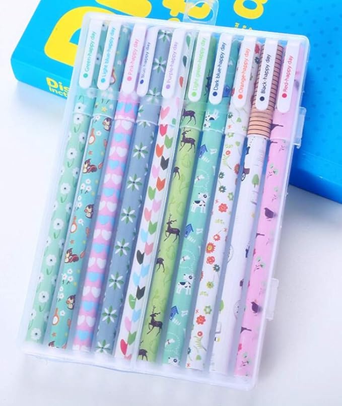 Cute Color Pens Multi Colored Gel Ink Fine Tip for Journal Writing Drawing Calendar Agenda Coloring Art Planner 10 Pcs 0.5 mm Green Forest