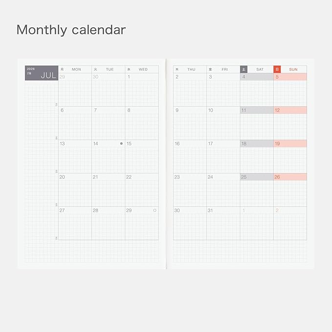 Hobonichi Techo 2026 Cousin Book – A5, English, Daily, Weekly, Jan Start, Mon Start, Planner