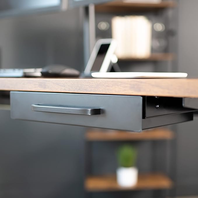 VIVO 13 inch Under Desk Mounted Sliding Pull-out Drawer for Office Desk, Pull Handle, Storage Organizer for Sit Stand Workstation, Black, DESK-DR1H-B (Pack of 3)