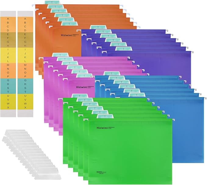30 Pcs PP Hanging File Folders Letter Size,Hanging Folders with Tabs,File Folders for Filing Cabinet Hanging Files for Bulky Files,Medical Charts,Office AMD School Desktop File Storage