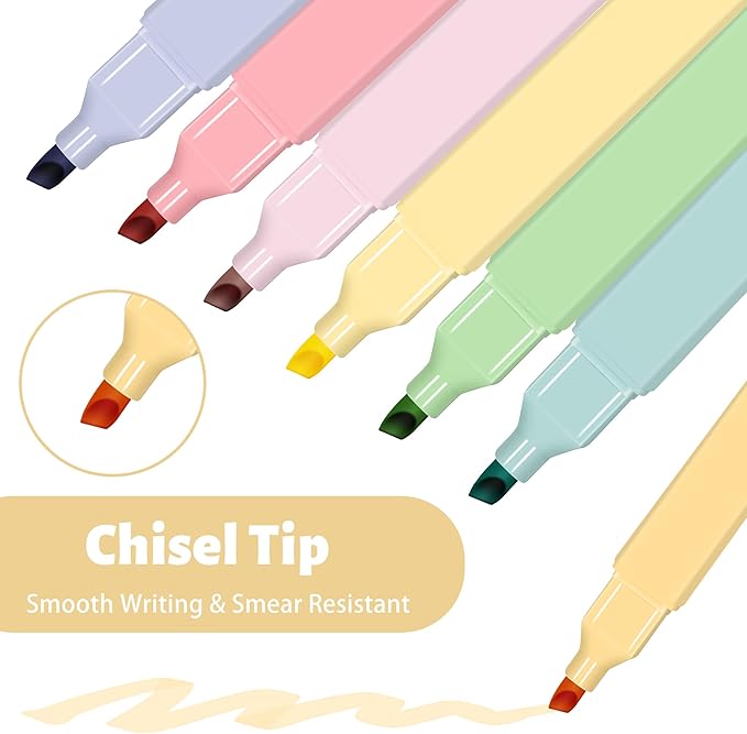 Bible Highlighters,10Pcs Chisel Tip Aesthetic Markers,Pastel Highlighters for Journaling Planner Notes School Supplies