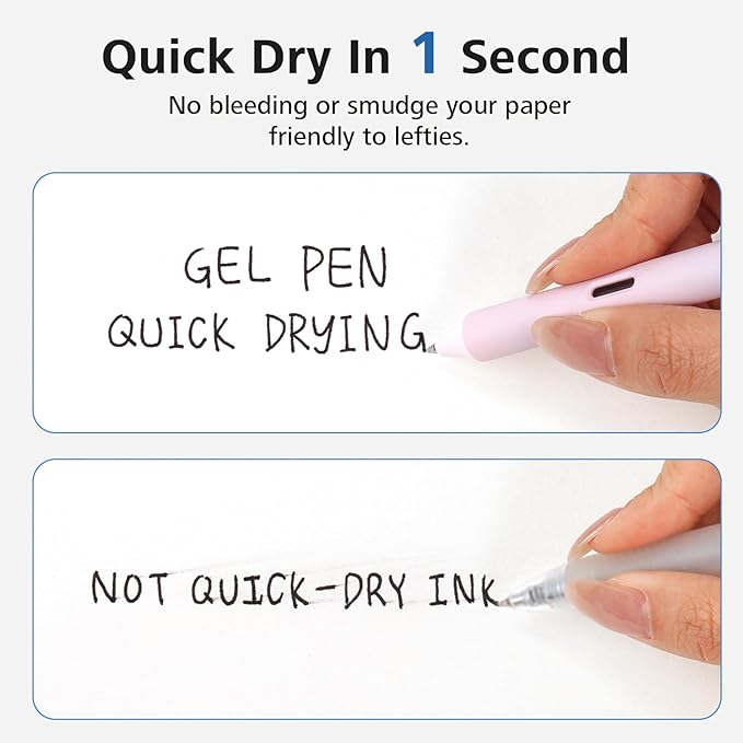 Writech Retractable Gel Ink Pens: 8ct Black Ink 0.5mm Fine Point Tip Pen Comfort Grip Smooth Writing with Aesthetic Gradient Color Barrel for Journaling Note Taking Sketching No Bleed & Smear