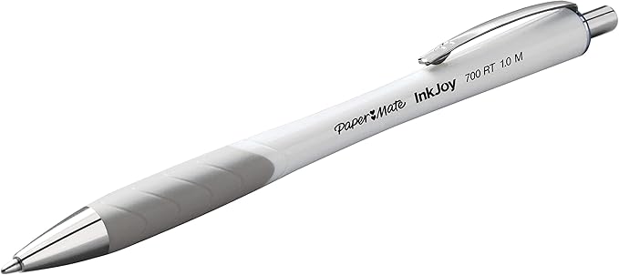 Paper Mate InkJoy 700RT Retractable Ballpoint Pens Medium Point White Barrel Blue Ink 12 Count