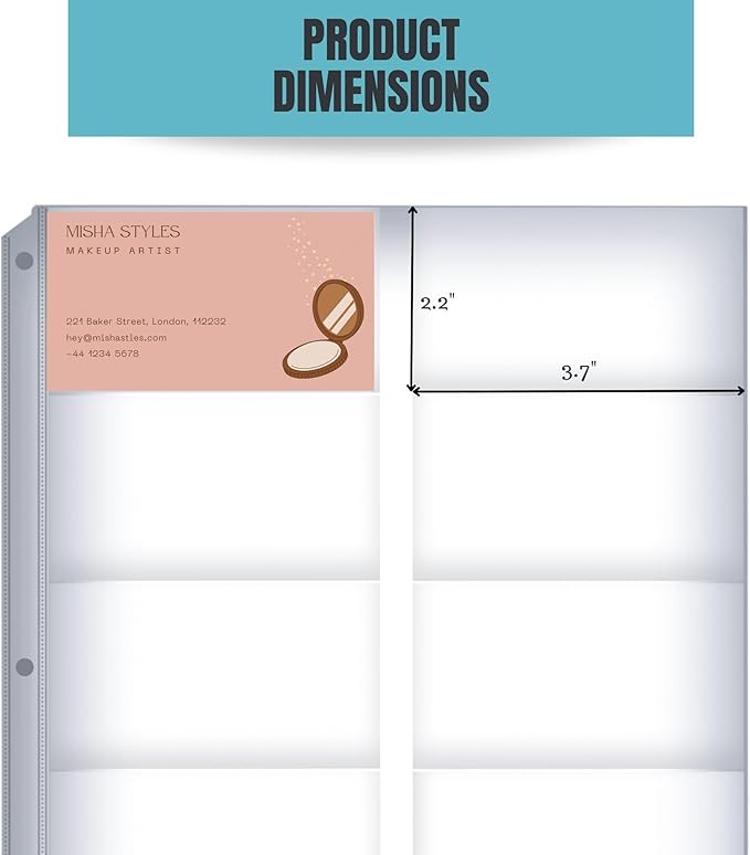 Business Card Sleeves for 3 Ring Binders, Heavy Duty Clear Page Protectors, Plastic Card Holder Sheets, 10 Pack, 20 Cards Per Sheet