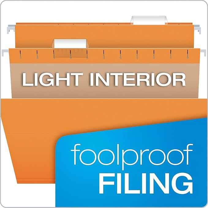Pendaflex Recycled Hanging Folders, Letter Size, Orange, 1/5 Cut, 25/BX (81607)