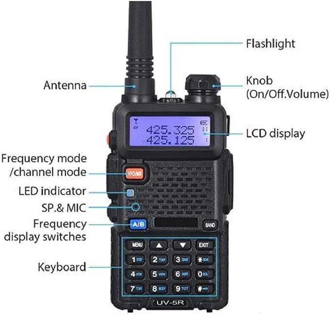 Baofeng UV-5R Dual Band Two Way Radio Handheld Ham Radio Long Range Walkie Talkies Pack of 10 for Adults School Team Management (Black) with 5W High Gain