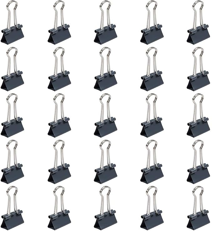 JAM PAPER Colorful Binder Clips - Small - 3/4 Inch (19 mm) - Grey Binderclips - 25/Pack