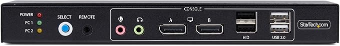 StarTech.com 2-Port Dual-Monitor DisplayPort KVM Switch with Dual View Video Matrix, 4K 60Hz, 4X USB Hub Ports, TAA Compliant